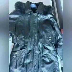 Vintage Elim Trading Co. ACTPA Italy Mode Leather And Satin Jacket